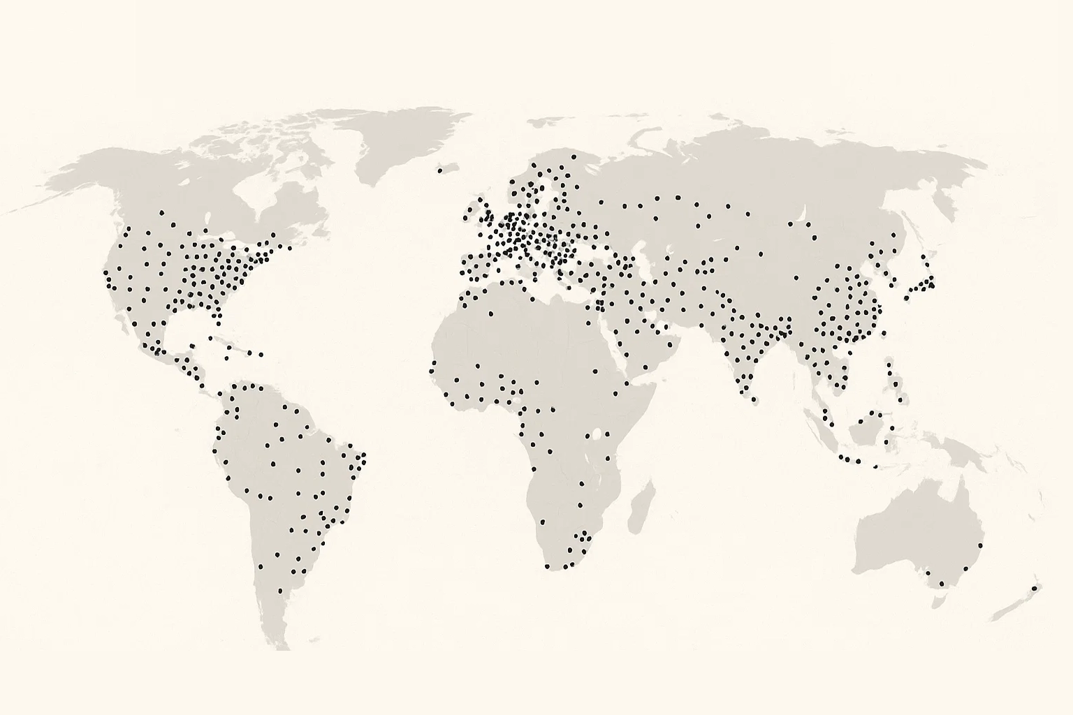 Carte du monde avec des points lumineux, symbolisant la communauté mondiale d'IntensaReel.