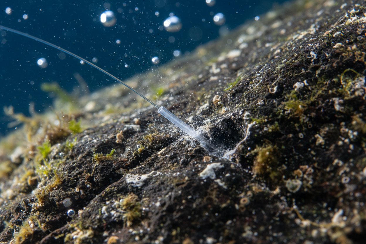 Fil de pêche fluorocarbone résistant à l'abrasion contre un rocher